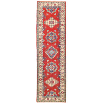 Afghan Hand-knotted Vegetable Dye Kazak Wool Runner (2'9 x 9'8)