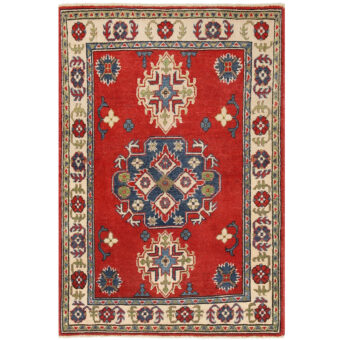 Afghan Hand-knotted Vegetable Dye Kazak Wool Rug (2'9 x 3'11)