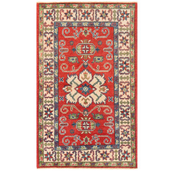 Afghan Hand-knotted Vegetable Dye Kazak Wool Rug (2'7 x 4'3)