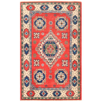 Afghan Hand-knotted Vegetable Dye Kazak Wool Rug (2'7 x 4'2)