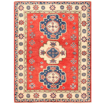 Afghan Hand-knotted Vegetable Dye Kazak Wool Rug (2'10 x 3'8)
