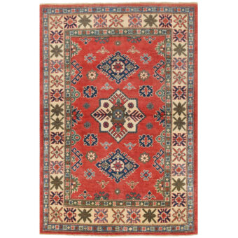 Afghan Hand-knotted Vegetable Dye Kazak Wool Rug (3'4 x 4'11)