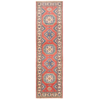 Afghan Hand-knotted Vegetable Dye Kazak Wool Runner (2'8 x 9'8)