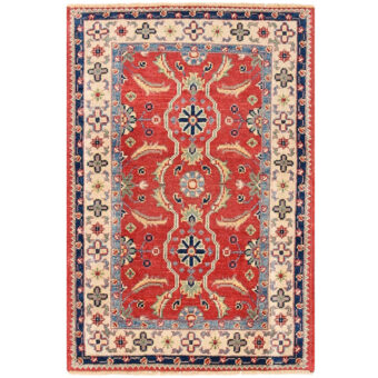 Afghan Hand-knotted Vegetable Dye Kazak Wool Rug (1'11 x 2'11)