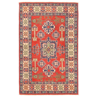 Afghan Hand-knotted Vegetable Dye Kazak Wool Rug (3'3 x 5')