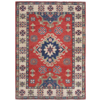 Afghan Hand-Knotted Vegetable Dye Kazak Wool Rug (2'1 x 3')