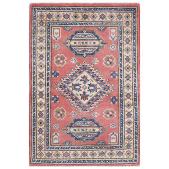 Afghan Hand-Knotted Vegetable Dye Kazak Wool Rug (2' x 2'10)