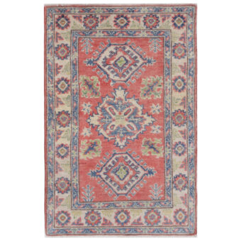 Afghan Hand-Knotted Vegetable Dye Kazak Wool Rug (2' x 3'3)