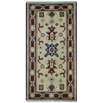 Indo Hand-Knotted Tribal Kazak Wool Rug (2' x 4')