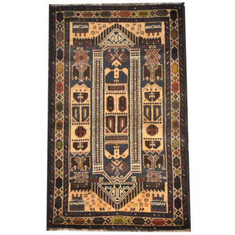 Afghan One-Of-A-Kind Tribal Balouchi Wool Rug (2'8  x 4'5)