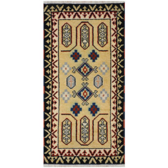 Indo Hand-Knotted Tribal Kazak Wool Rug (2'1 x 4'1)