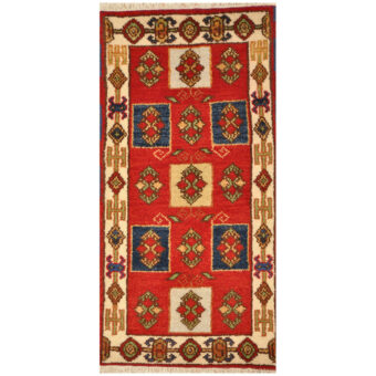 Indo Hand-Knotted Tribal Kazak Wool Rug (2'1 x 4'1)