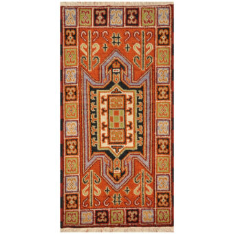Indo Hand-Knotted Tribal Kazak Wool Rug (2'1 x 4'1)