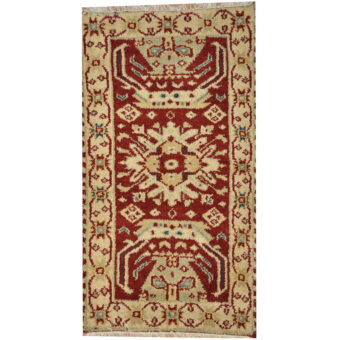 Indo Hand-Knotted Tribal Kazak Wool Rug (2'1 x 4'1)