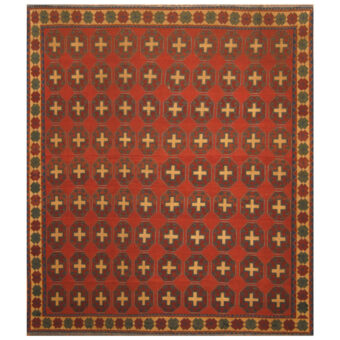 Afghan Hand-woven Soumak Wool Kilim (8' x 9')