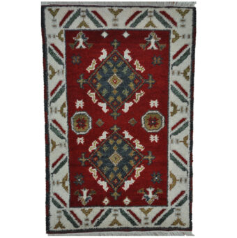 Indo Hand-Knotted Tribal Kazak Wool Rug (2' x 3')