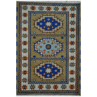 Indo Hand-Knotted Tribal Kazak Wool Rug (2'x4')