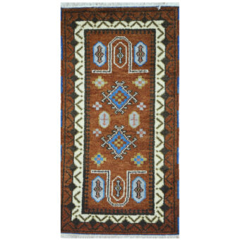 Indo Hand-Knotted Tribal Kazak Wool Rug (2' x 4')