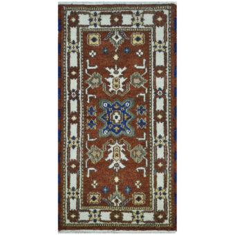 Indo Hand-Knotted Tribal Kazak Wool Rug (2' x 4')