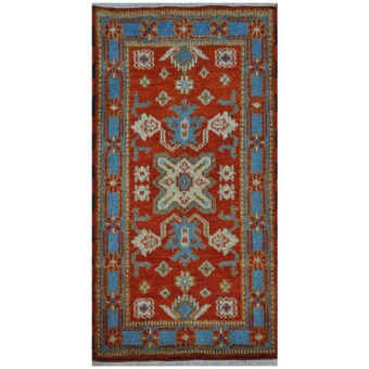 Indo Hand-knotted Tribal Kazak Wool Rug (2' x 4')