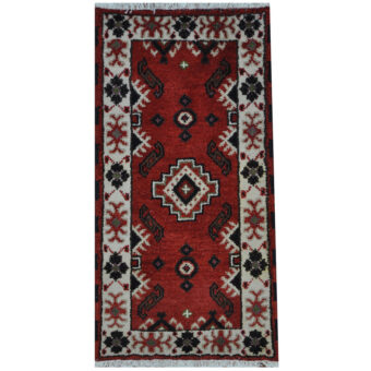 Indo Hand-knotted Tribal Kazak Wool Rug (2' x 4')