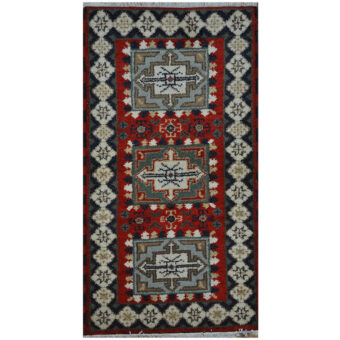 Indo Hand-knotted Tribal Kazak Wool Rug (2' x 4')