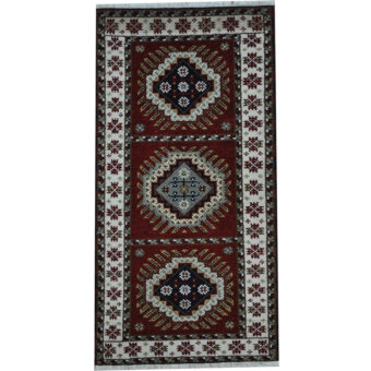 Indo Hand-knotted Tribal Kazak Wool Rug (2' x 4')