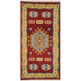 Indo Hand-knotted Tribal Kazak Wool Rug (2' x 4')