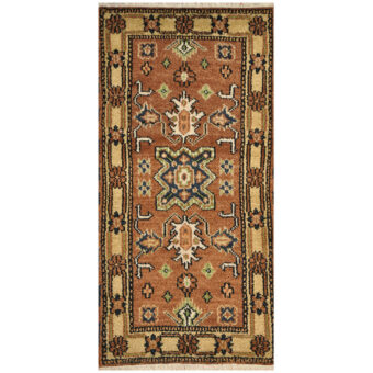 Indo Hand-knotted Tribal Kazak Wool Rug (2' x 4')