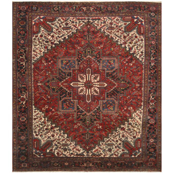 Persian Hand-knotted Antique 1940's Heriz Wool Rug (12' x 14')