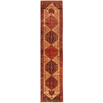 Persian Hand-Knotted Tribal Hamadan Wool Runner (3' x 13'4)