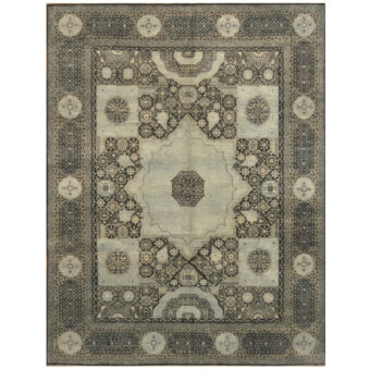 Indo Hand-knotted Mamluk Wool & Silk Rug (9' x 12')