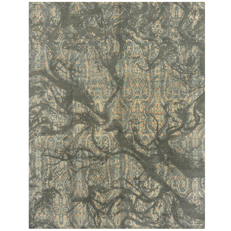 Indo Hand-knotted Erased Wool & Silk Rug (8' x 10'2)