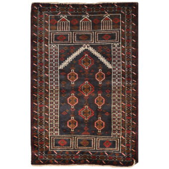 Afghan Hand-knotted Tribal Balouchi Wool Rug (2'8 x 4'1)