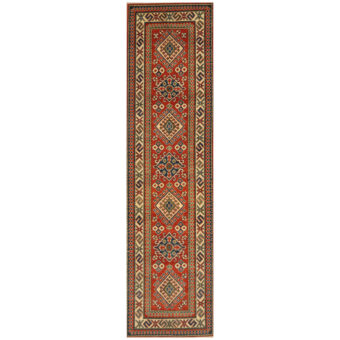 Afghan Hand-knotted Kazak Wool Runner (2'7 x 9'9)