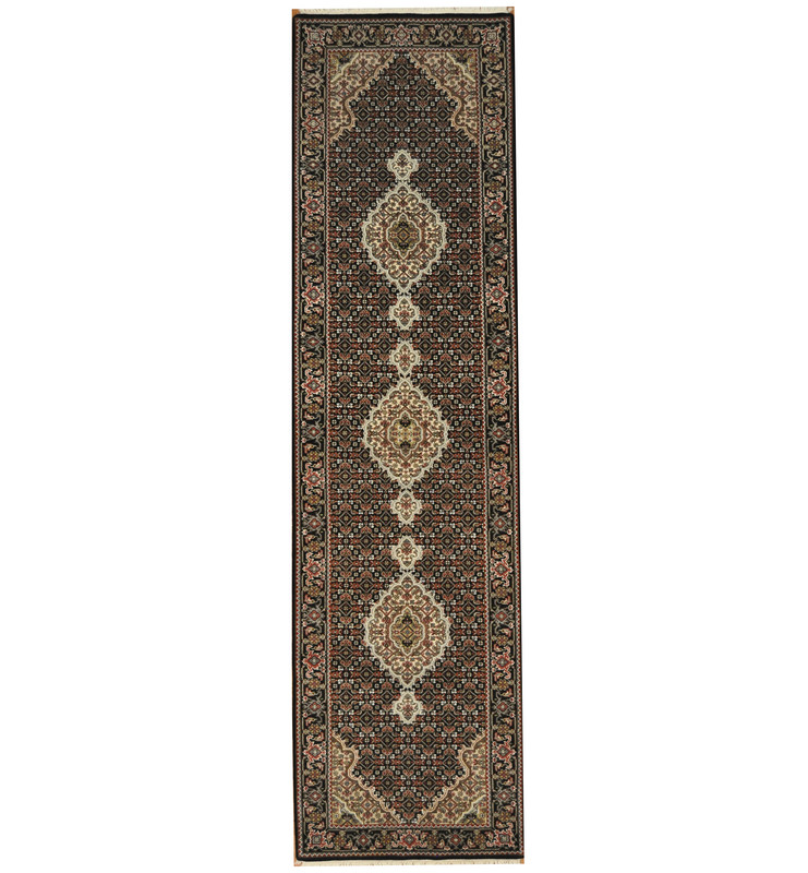 Indo Hand-knotted Tabriz Wool & Silk Runner (2'8 x 10')