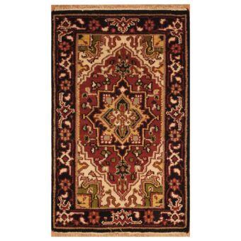 Indo Hand-knotted Tribal Heriz Wool Rug (3' x 5')