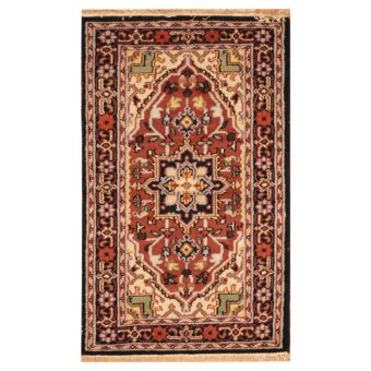 Indo Hand-knotted Tribal Heriz Wool Rug (3'2 x 5')