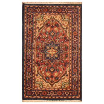Indo Hand-knotted Tribal Heriz Wool Rug (3'1 x 5')