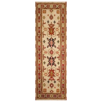 Indo Hand-knotted Kazak Wool Runner (2'1 x 6'6)