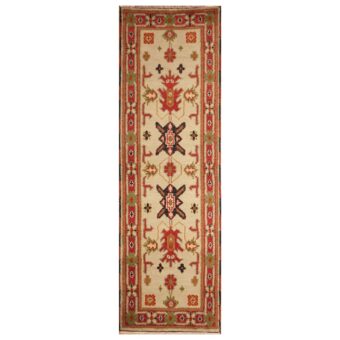 Indo Hand-knotted Kazak Wool Runner (2'1 x 6'8)
