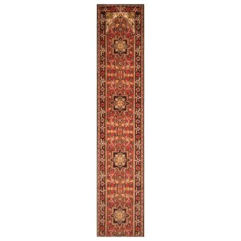 Indo Hand-knotted Heriz Wool Runner (2'6 x 20'1)