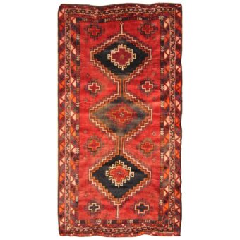 Persian Hand-knotted 1940's Semi-antique Shiraz Wool Runner (4'1 x 9')