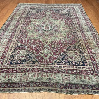 1880s Antique Handmade Persian Farahan Wool Rug (9'8" x 11'8")