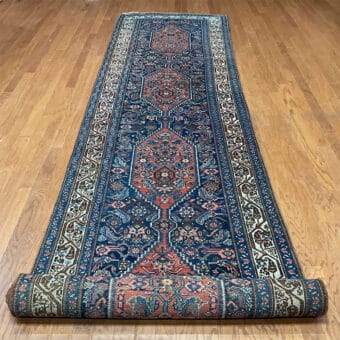 1890s Antique Handmade Persian Bidjar Wool Runner (3'9" x 17')