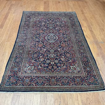 1920s Antique Handmade Persian Kashan Wool Rug (4'2" x 6'8")