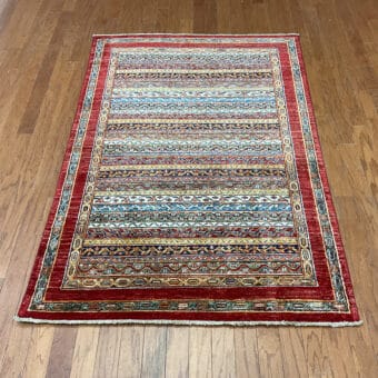 Afghan Hand-Knotted Khorjeen Super Kazak Wool Rug (3'11 x 5'10)