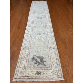 Afghan Hand-knotted Vegetable Dye Oushak Wool Runner (2'9 x 13'10)