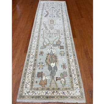 Afghan Hand-knotted Vegetable Dye Oushak Wool Runner (2'10 x 9'9)
