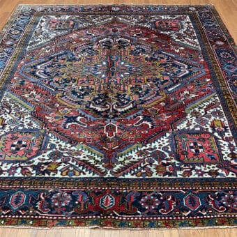 Persian Hand-knotted Antique 1920's Heriz Wool Rug (8'2 x 9'2)